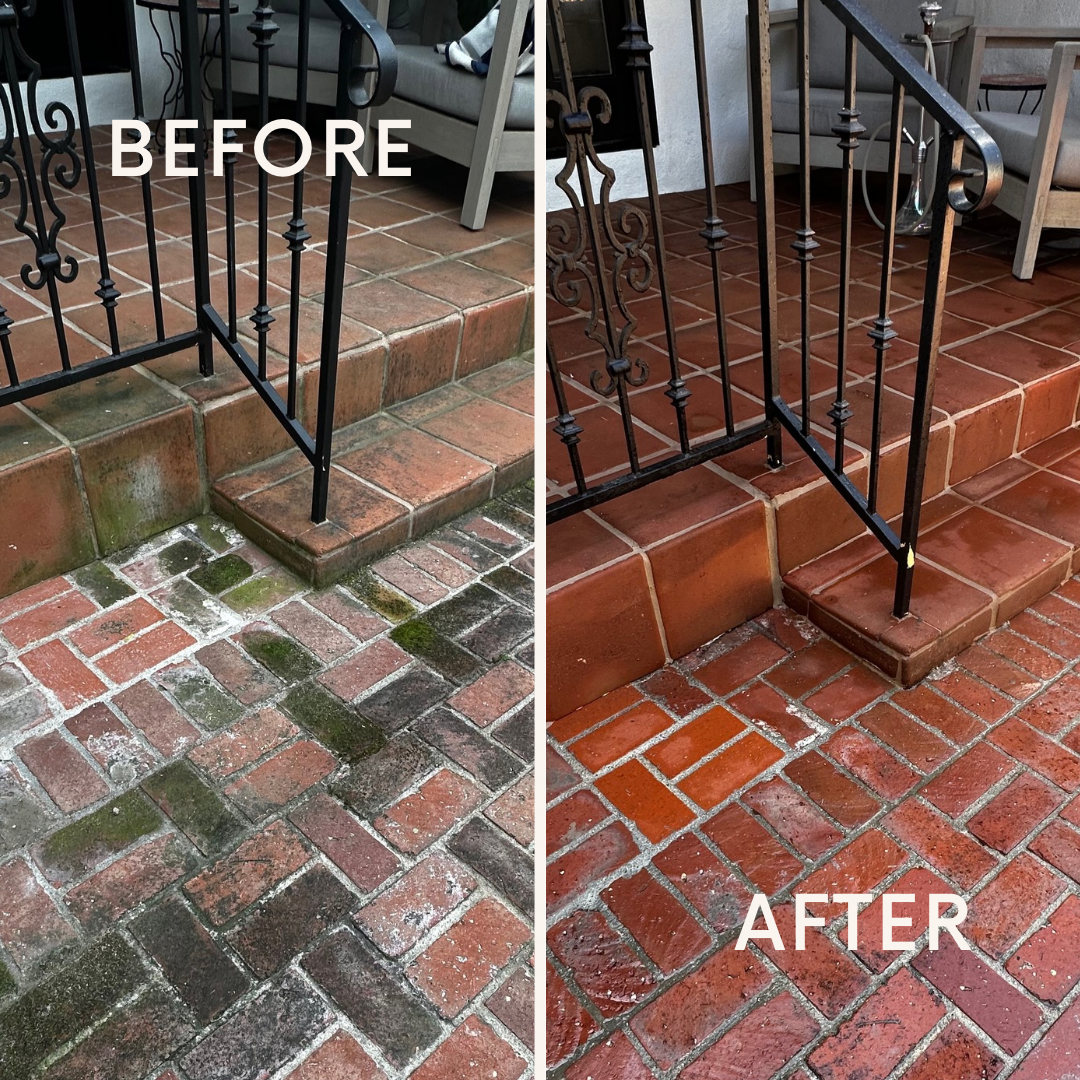 Brick Algae Power Washing Project done in Palos Verdes, CA